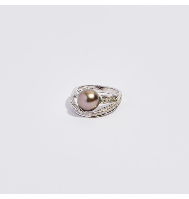 Anello Nimei con Perla e Brillanti