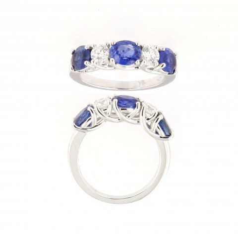 Anello Massimo Raiteri Oro Bianco, Zaffiri e Brillanti 01228321