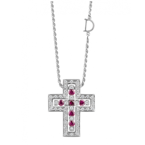 Belle Époque Collana in oro bianco con diamanti e rubini 20073459