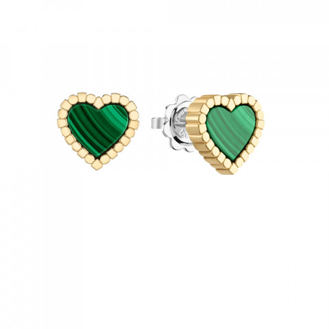 Belle Époque Orecchini Cuore in oro giallo con malachite