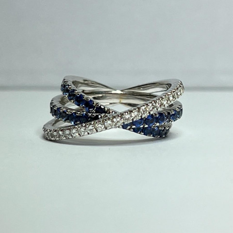 Anello Nimei Brillanti Zaffiri Blu 