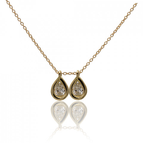 Collana Marco Gerbella Due Gocce Oro Giallo e Diamanti Bianchi