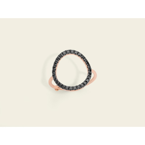 Anello Marco Gerbella Bolla Filo Diamanti Neri Oro Rosa 