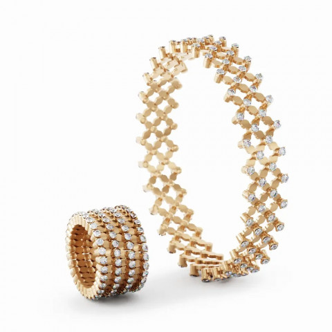 BREVETTO Bracciale "Full" Multisize in Oro Rosa con Diamanti