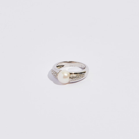 Anello Nimei Perla e Diamanti