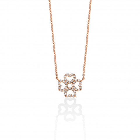 Collana Marco Gerbella Quadrifoglio Oro Rosa con Diamanti CQ-CL-11-1R