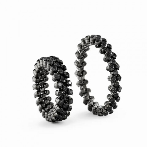 BREVETTO Anello "Full" Multisize in Oro Brunito con Diamanti Neri
