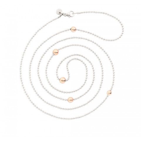 Sautoir Bollicine in Argento 925 con 5 slider in oro rosa 9K piastrine in Argento 925 e Oro rosa 9K 90 cm