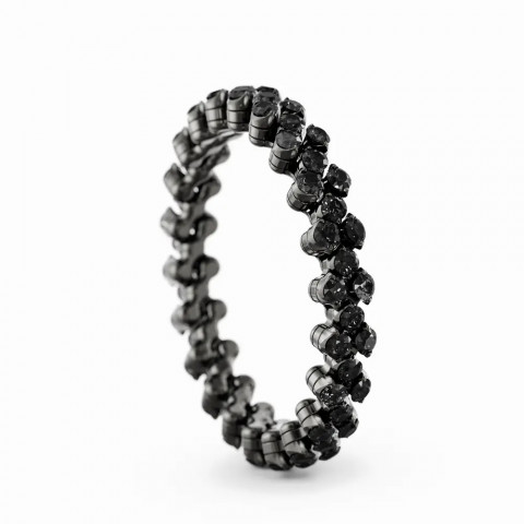  BREVETTO Anello "Full" Multisize in Oro Brunito con Diamanti Neri