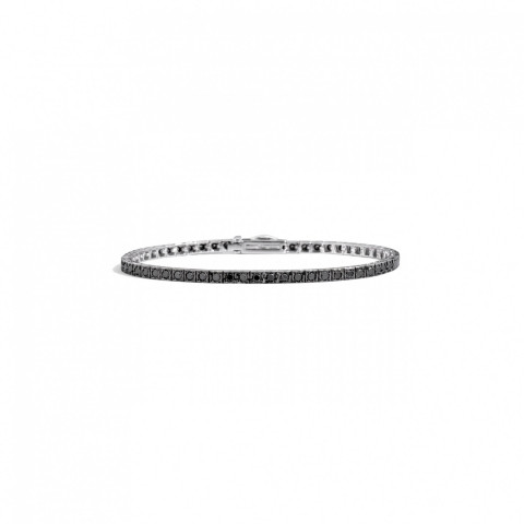 Bracciale Recarlo Facecube Tennis in Oro Bianco e Diamanti Neri
