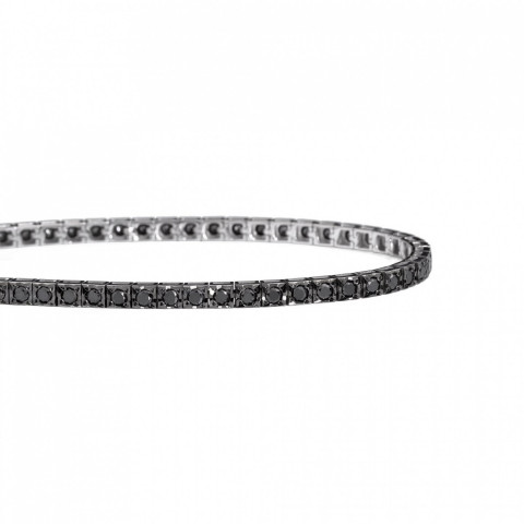 Bracciale Recarlo Facecube Tennis in Oro Bianco e Diamanti Neri