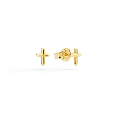 Orecchini Mini Stud Croce Oro Giallo 