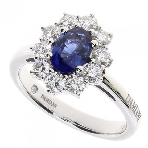 Gemme D Anello in Oro Bianco, Zaffiro e Diamanti 20094354