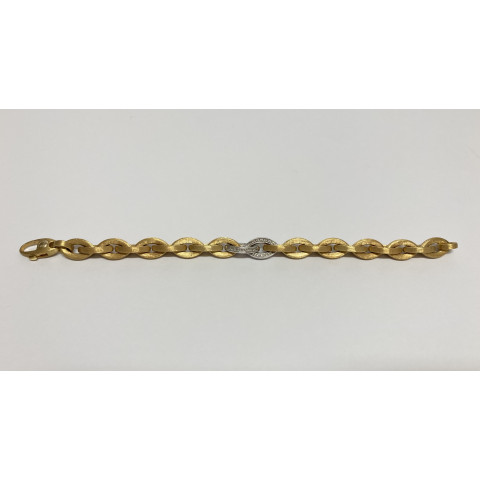 Nanis Bracciale a occhio allungato oro giallo e bianco satinato con brillanti