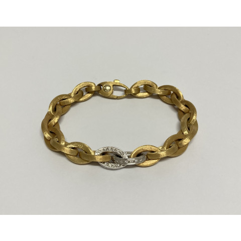 Nanis Bracciale a occhio allungato oro giallo e bianco satinato con brillanti