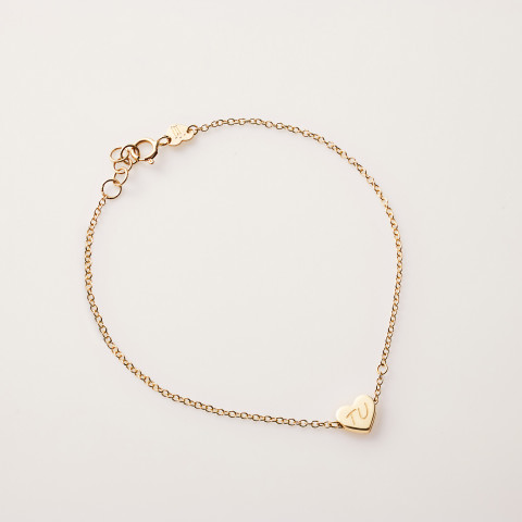 Bracciale in catena d’oro 18K con cuore e incisione TU