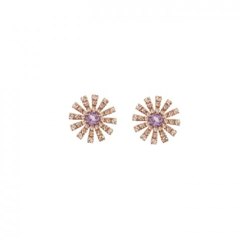 Margherita Orecchini in oro rosa, diamanti brown e tormalina