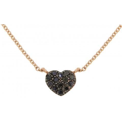 Collana Marco Gerbella Cuore Pavè con Diamanti Neri Oro Rosa 18 kt PL-CL-12-4R