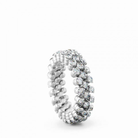 BREVETTO Anello "Full" Multisize in Oro Bianco con Diamanti