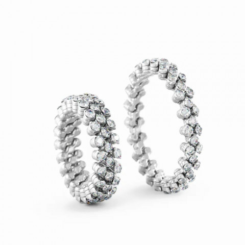 BREVETTO Anello "Full" Multisize in Oro Bianco con Diamanti