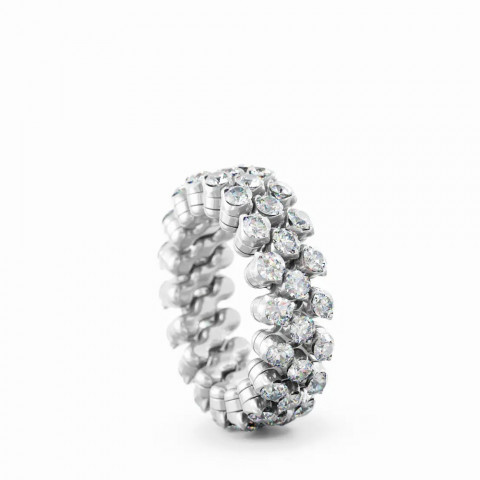 BREVETTO Anello "Full" Multisize in Oro Bianco con Diamanti