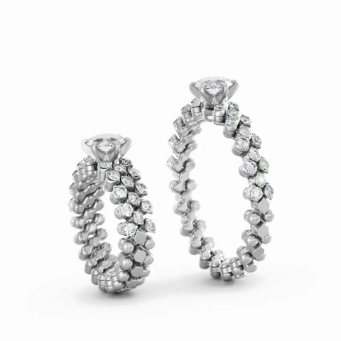 Anello Multisize Solitario Oro bianco Diamante Bianco  