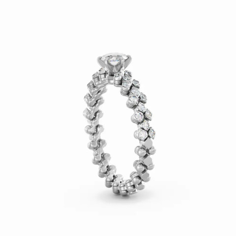 Anello Multisize Solitario Oro bianco Diamante Bianco  
