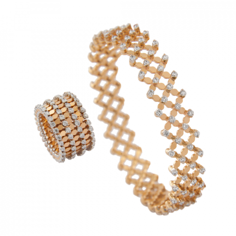 BREVETTO Bracciale "Full" Multisize in Oro Rosa con Diamanti