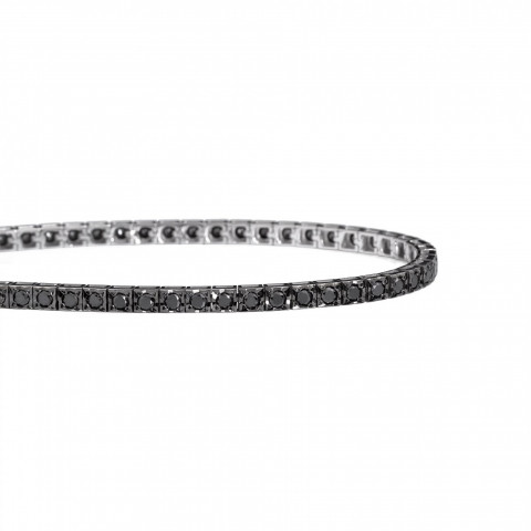 Bracciale Recarlo Facecube Tennis in Oro Bianco e Diamanti Neri