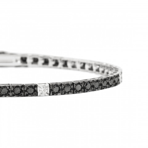 Bracciale Recarlo Facecube Tennis in Oro Bianco e Diamanti Neri