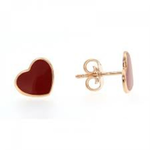 Orecchini Marco Gerbella Cuore Smalto Rosso Oro Giallo 18kt CS-OT-12-XG