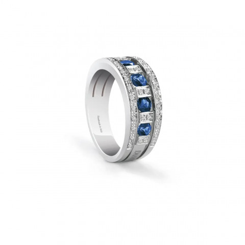 Belle Époque Anello in oro bianco con diamanti e zaffiri 20039702