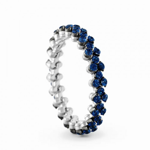 BREVETTO Anello "Full" Multisize in Oro Bianco con Zaffiri Blu